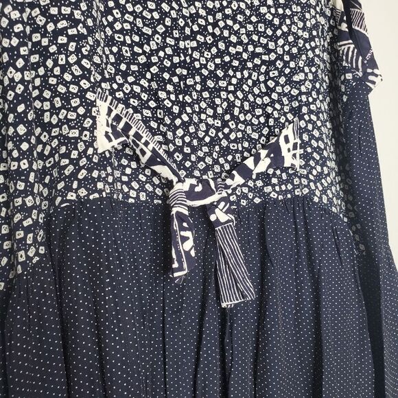 Sheri Martin 14 Vintage Dress Sleeveless Lightweight Blue White Button Up Front - Picture 5 of 7